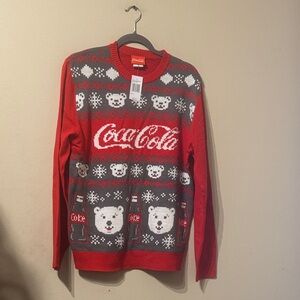 Unisex Red Coca Cola Holiday Sweater sz S Polar Bears Snow Flakes Coke Bottles